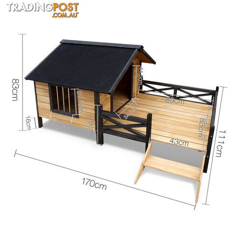 Dog Kennel with Patio - Black