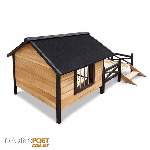 Dog Kennel with Patio - Black