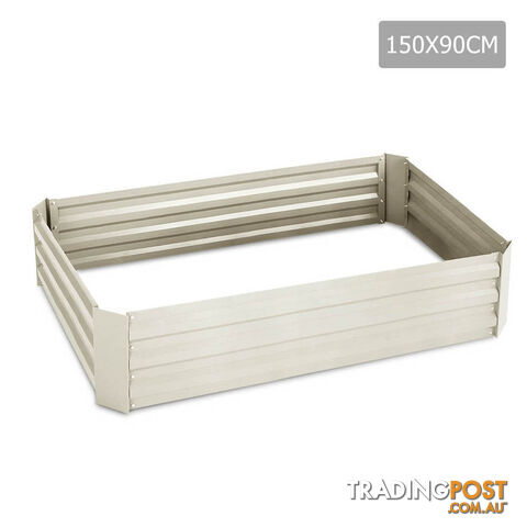 Galvanised Raised Garden Bed - 150 x 90 x 30cm - Cream
