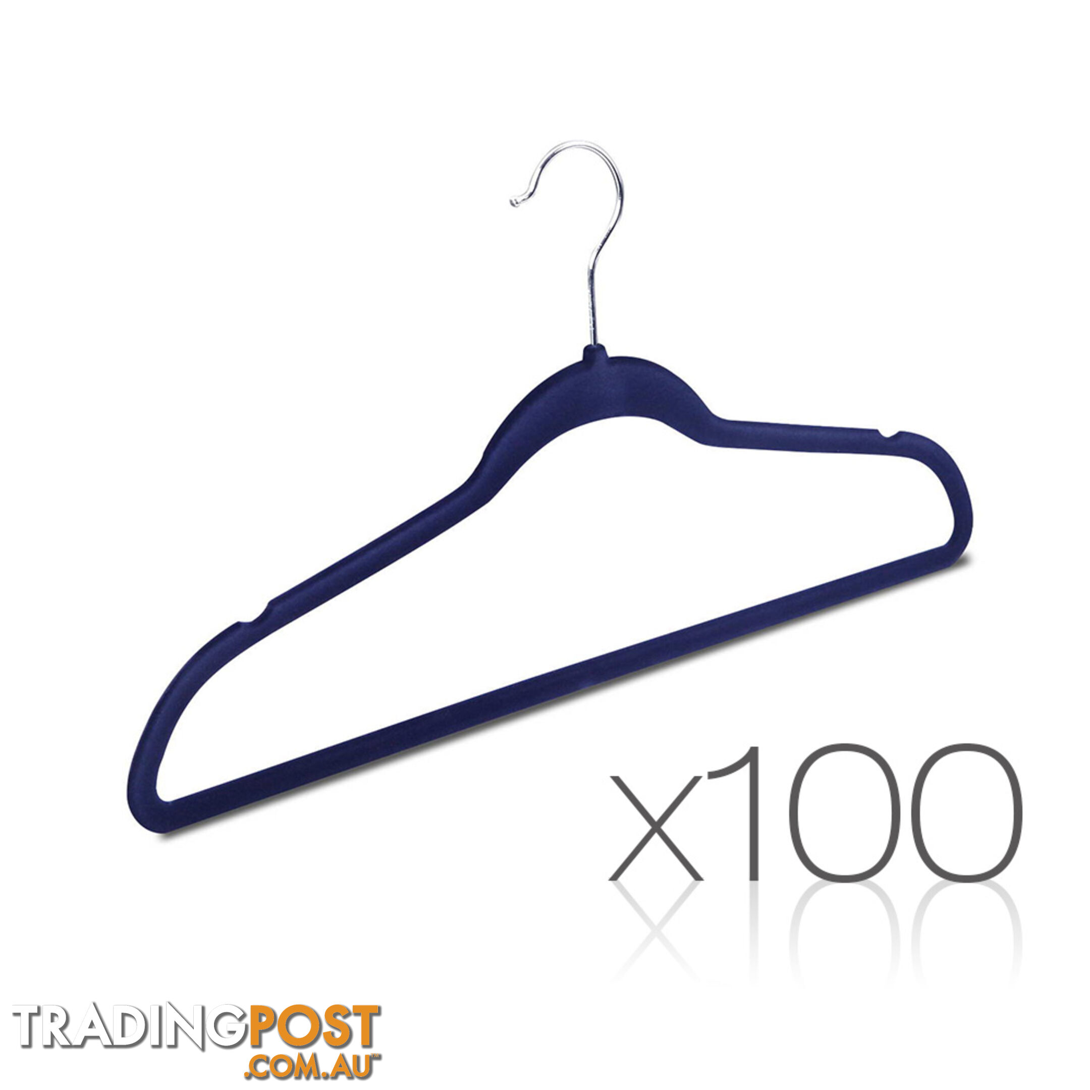 Set of 100 Slim Navy Velvet Hangers