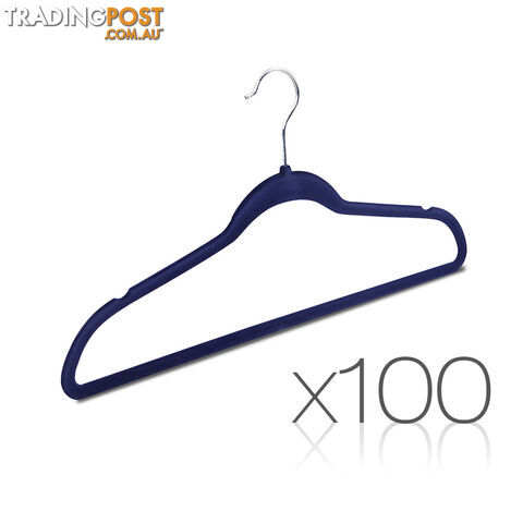 Set of 100 Slim Navy Velvet Hangers