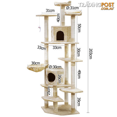 Cat Scratching Poles Post Furniture Tree House Beige