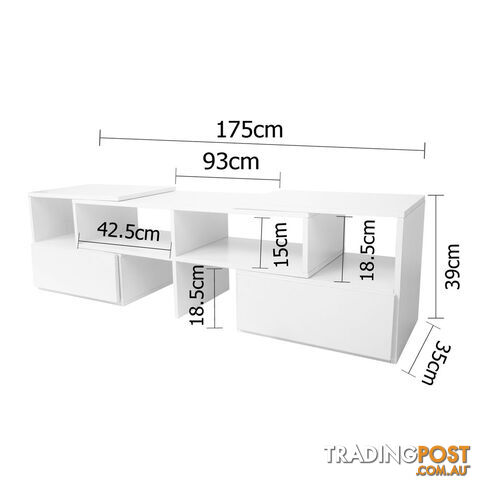 TV Stand Entertainment Unit Adjustable Cabinet White - photo 2 of 8