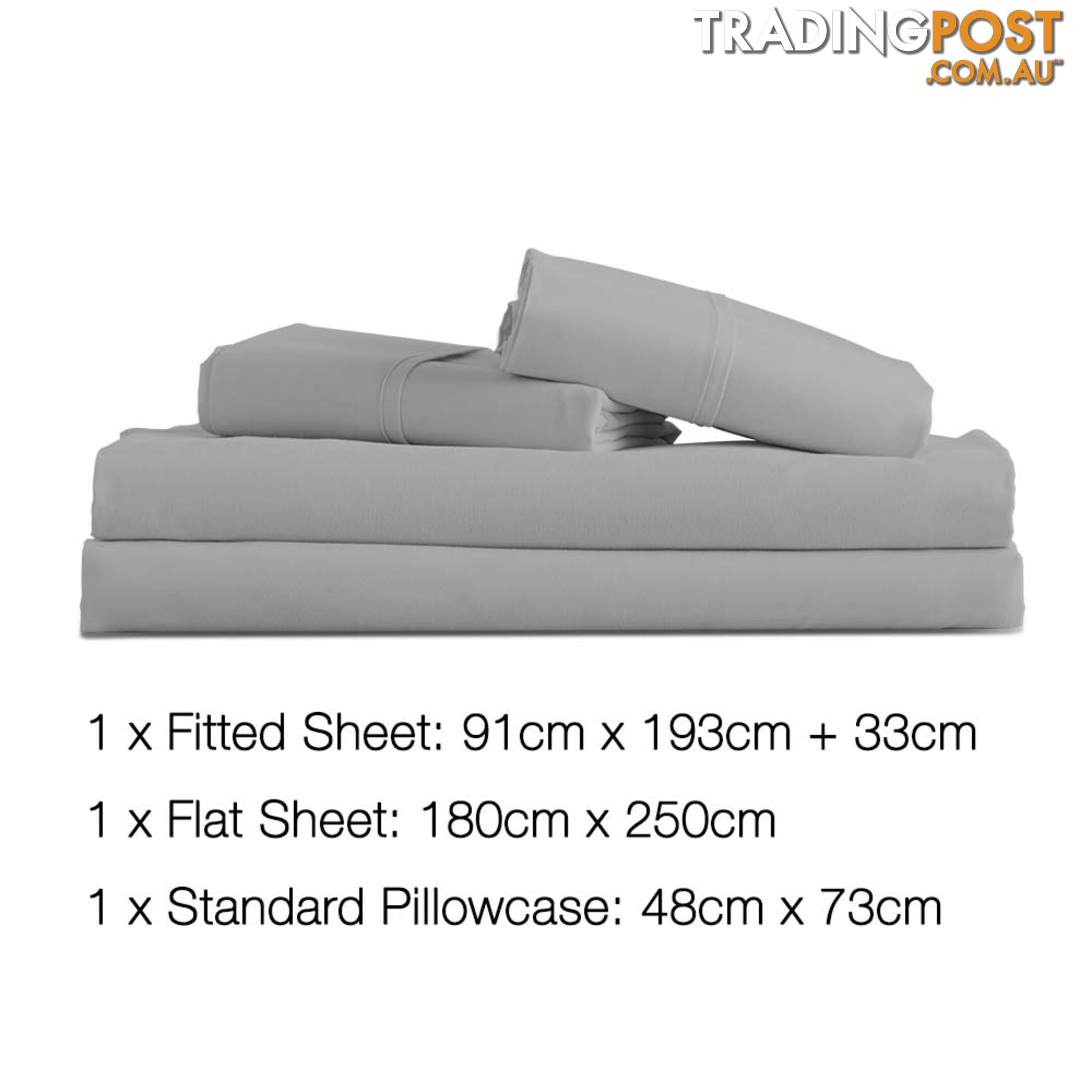 3 Piece Microfibre Sheet Set Single _  Grey