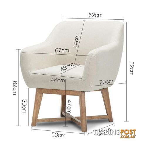 Fabric Tub Lounge Armchair - Beige