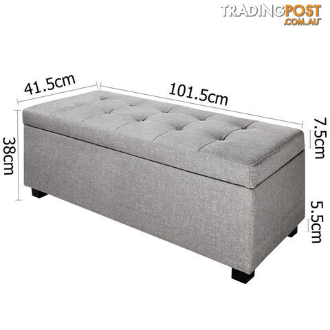 Faux Linen Ottoman Storage Foot Stool Large Light Grey - photo 2 of 8