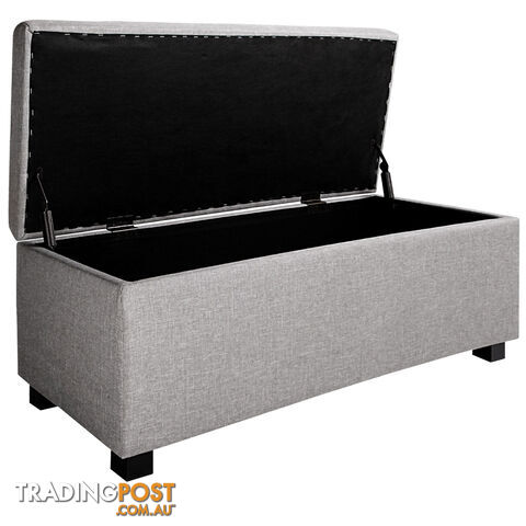 Faux Linen Ottoman Storage Foot Stool Large Light Grey - photo 3 of 8