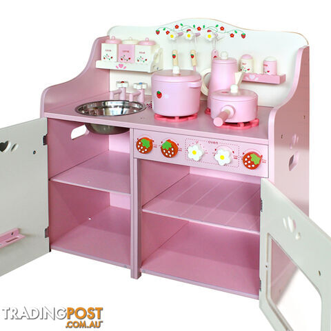 Children Wooden Kitchen Play Set Pink - photo 3 of 7