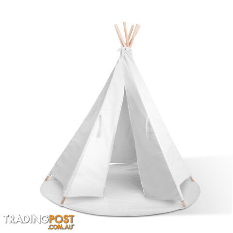 White Kids 6 Pole Teepee Canvas Tent