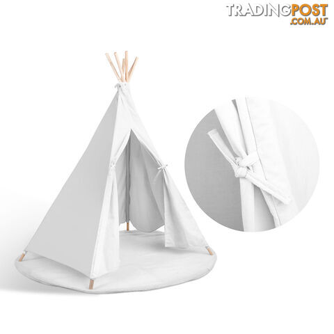 White Kids 6 Pole Teepee Canvas Tent