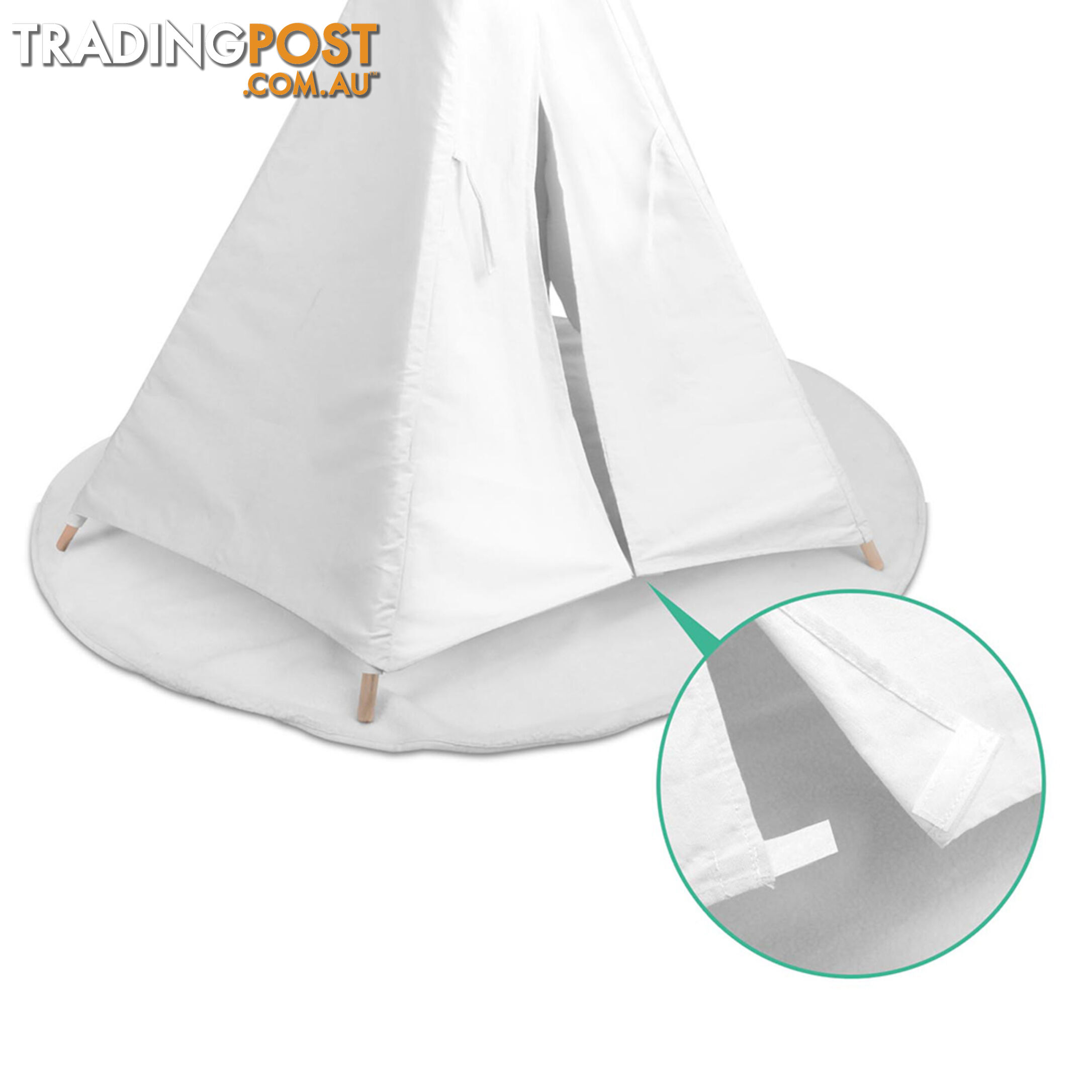 White Kids 6 Pole Teepee Canvas Tent