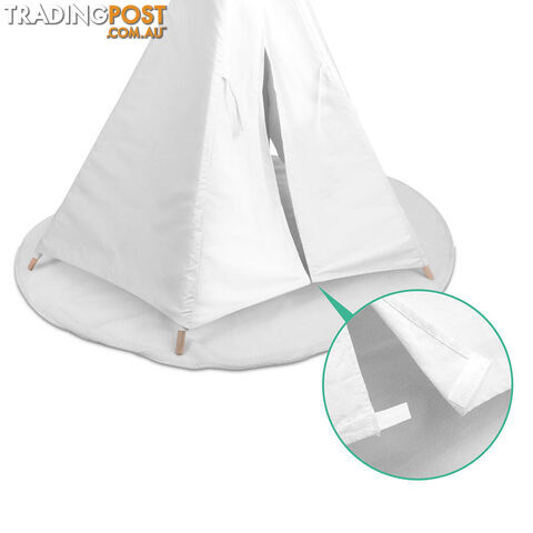 White Kids 6 Pole Teepee Canvas Tent