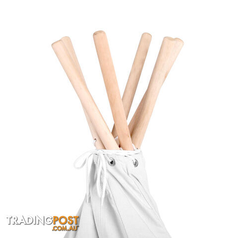 White Kids 6 Pole Teepee Canvas Tent