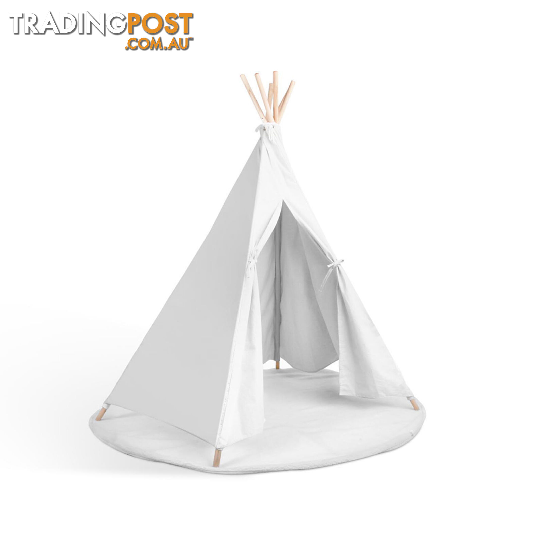 White Kids 6 Pole Teepee Canvas Tent