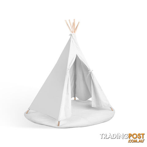 White Kids 6 Pole Teepee Canvas Tent