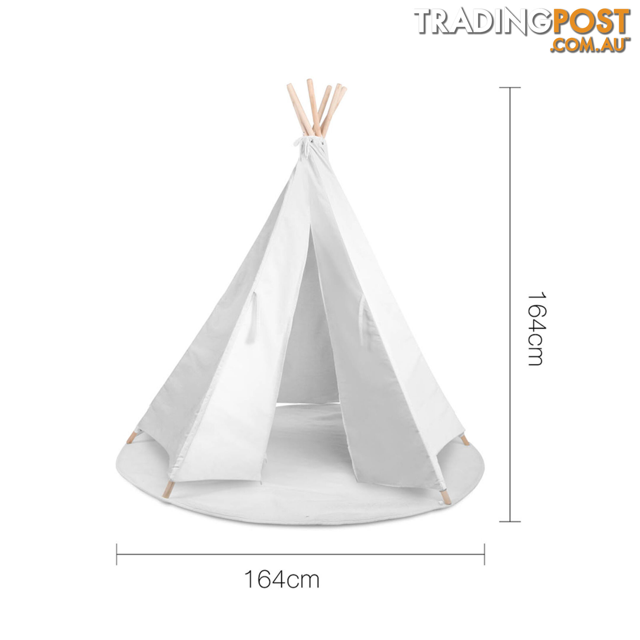 White Kids 6 Pole Teepee Canvas Tent