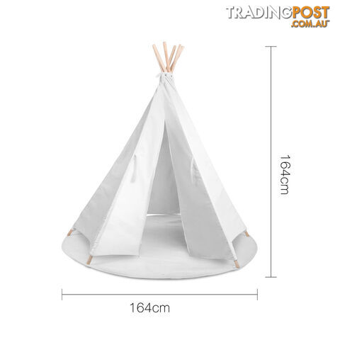 White Kids 6 Pole Teepee Canvas Tent