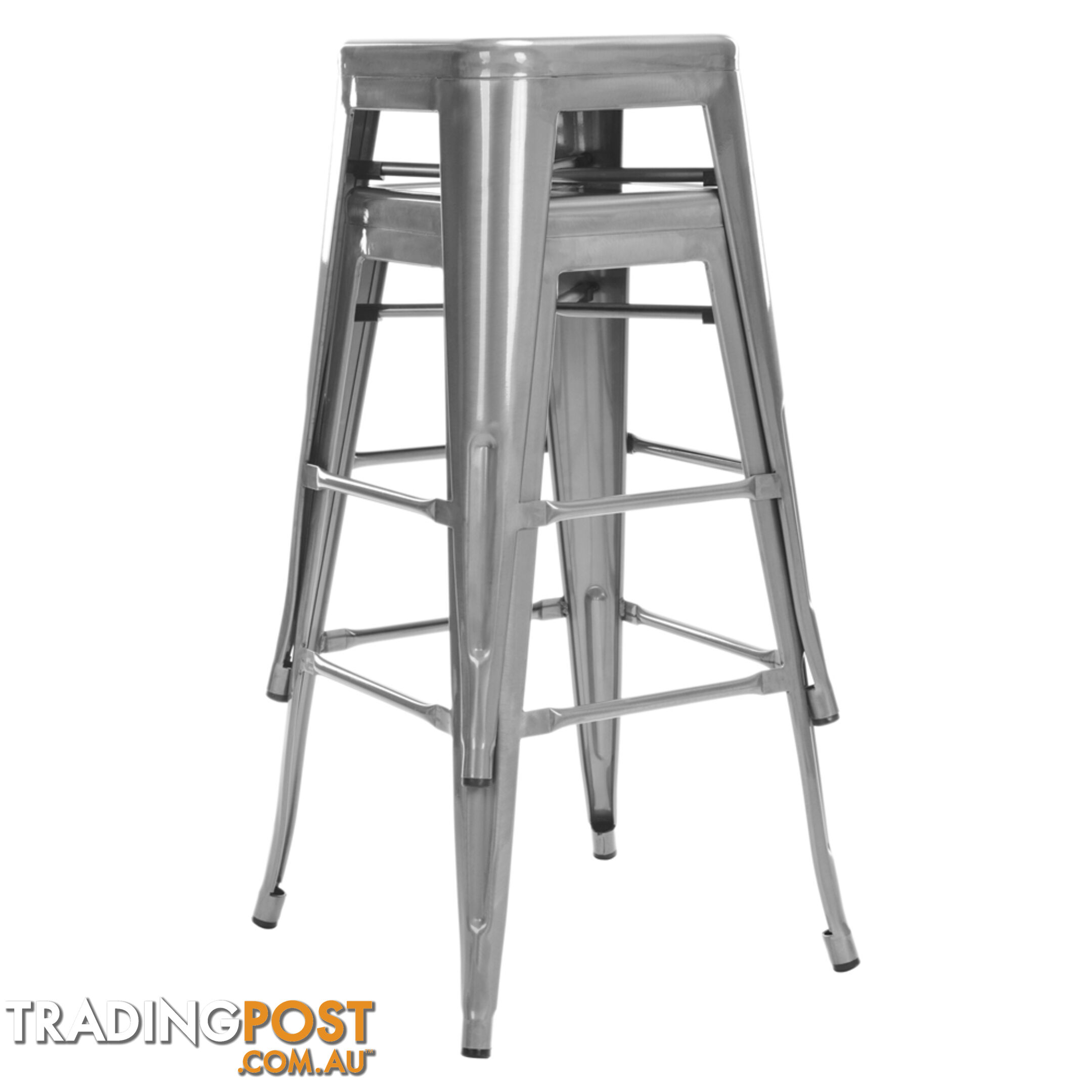 Set of 2 Steel Kitchen Bar Stool 76cm Metallic