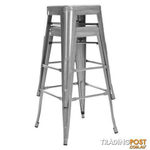 Set of 2 Steel Kitchen Bar Stool 76cm Metallic