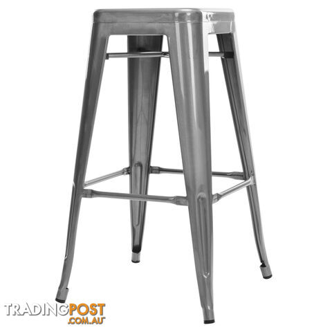 Set of 2 Steel Kitchen Bar Stool 76cm Metallic