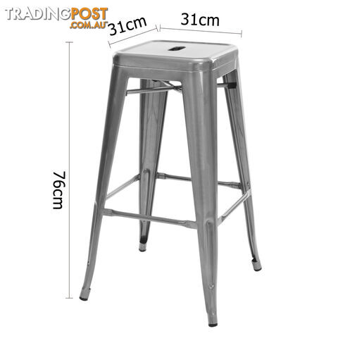 Set of 2 Steel Kitchen Bar Stool 76cm Metallic