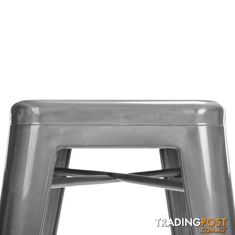 Set of 2 Steel Kitchen Bar Stool 76cm Metallic