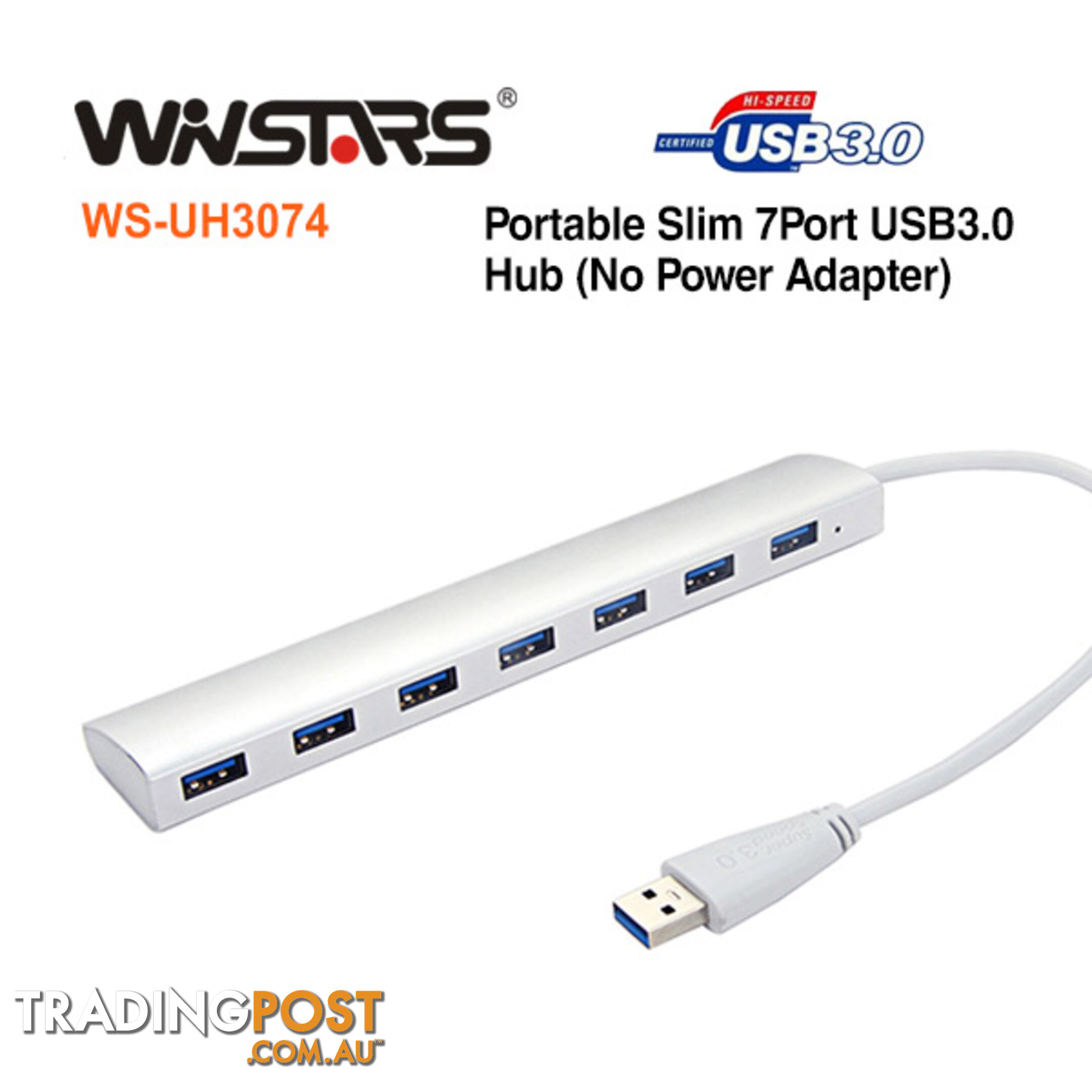 Portable slim 7-Port USB3.0 Hub (No Power)