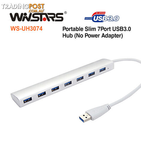 Portable slim 7-Port USB3.0 Hub (No Power)