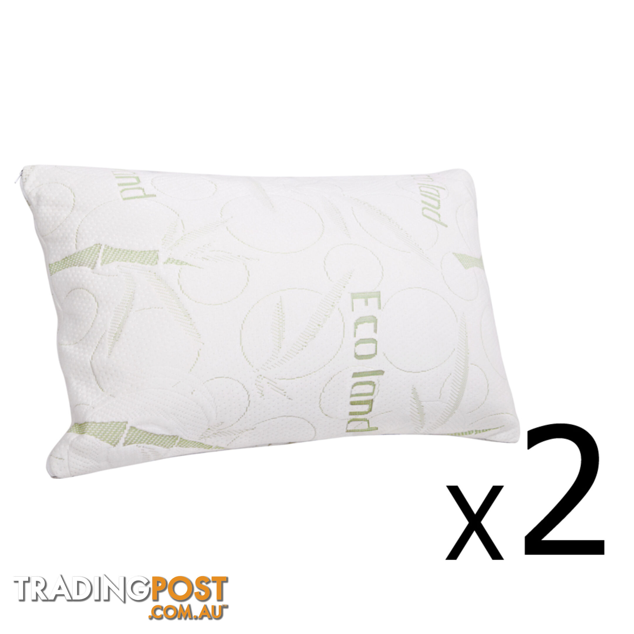 Set of 2 Bamboo Fabric Cover Shredded Memory Foam Pillow 70 x 40 cm