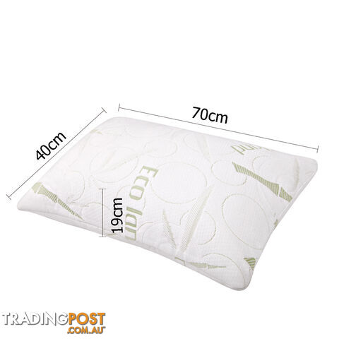 Set of 2 Bamboo Fabric Cover Shredded Memory Foam Pillow 70 x 40 cm