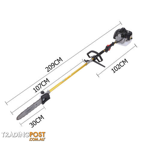 65cc 9 In 1 Petrol Pole Chainsaw Hedge Trimmer Whipper Snipper Pruner