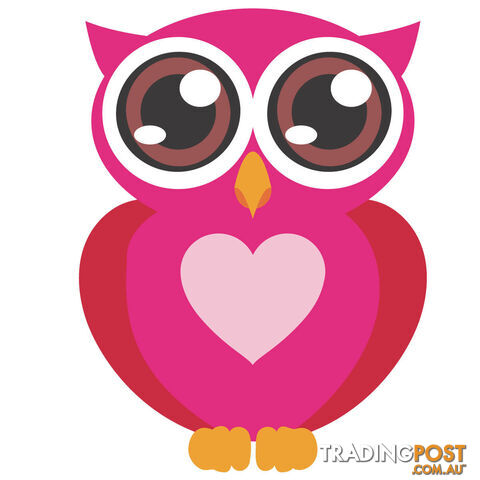 10 X Pink Owl with Big Eyes Wall Stickers - Totally Movable