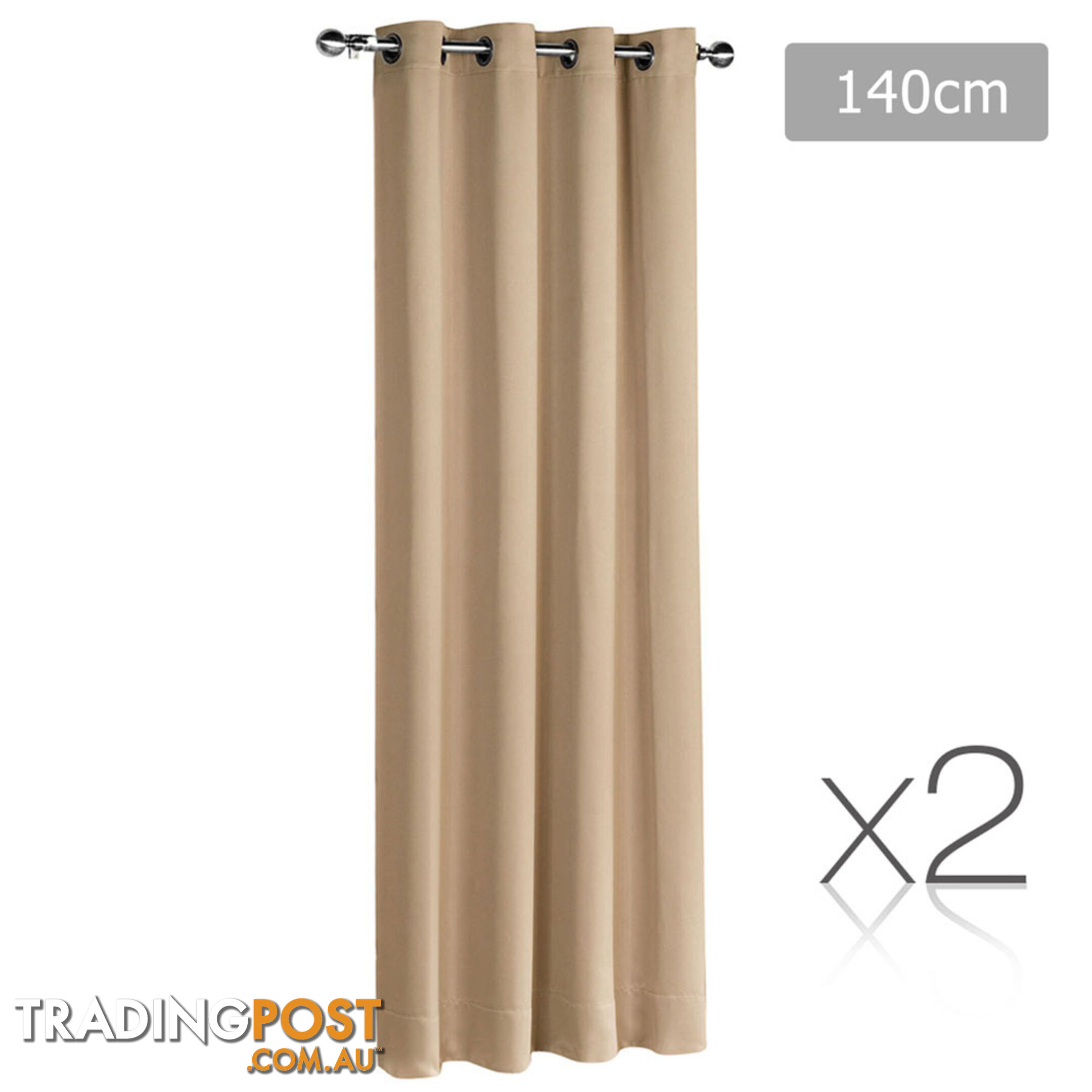 Set of 2 ArtQueen 3 Pass Eyelet Blockout Curtain Latte 140cm