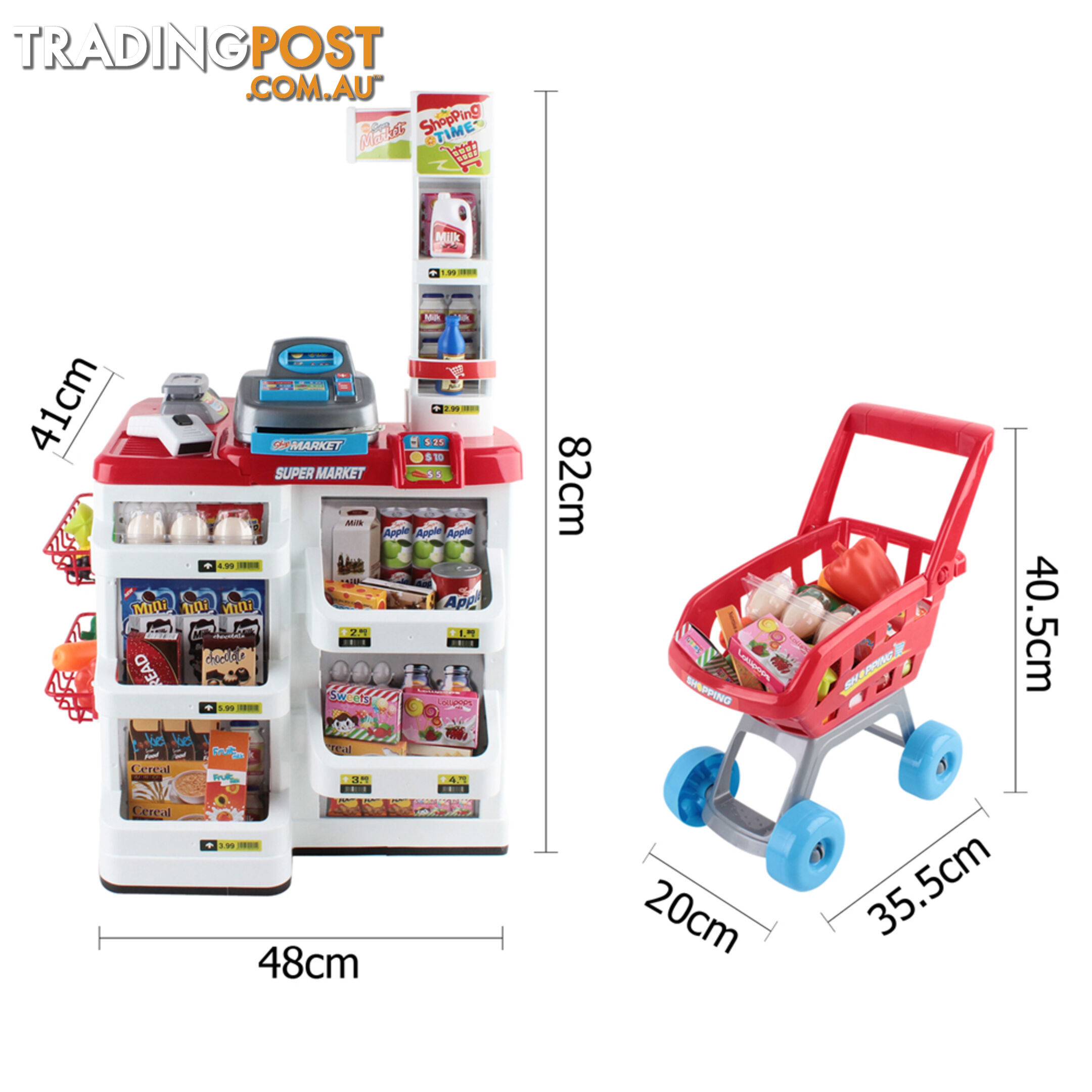 Supermarket Pretend Play Set Red White