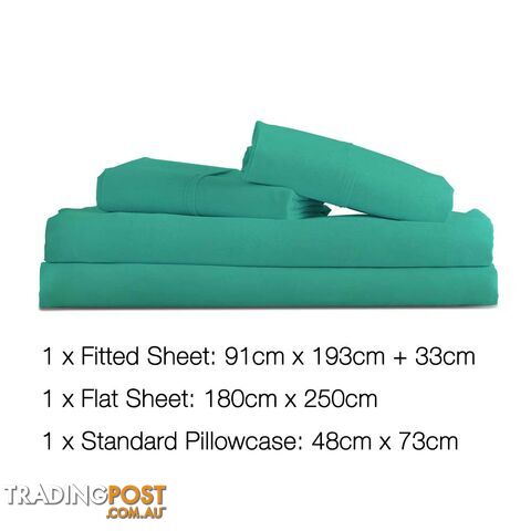 3 Piece Microfibre Sheet Set Single _ Aqua - photo 2 of 2