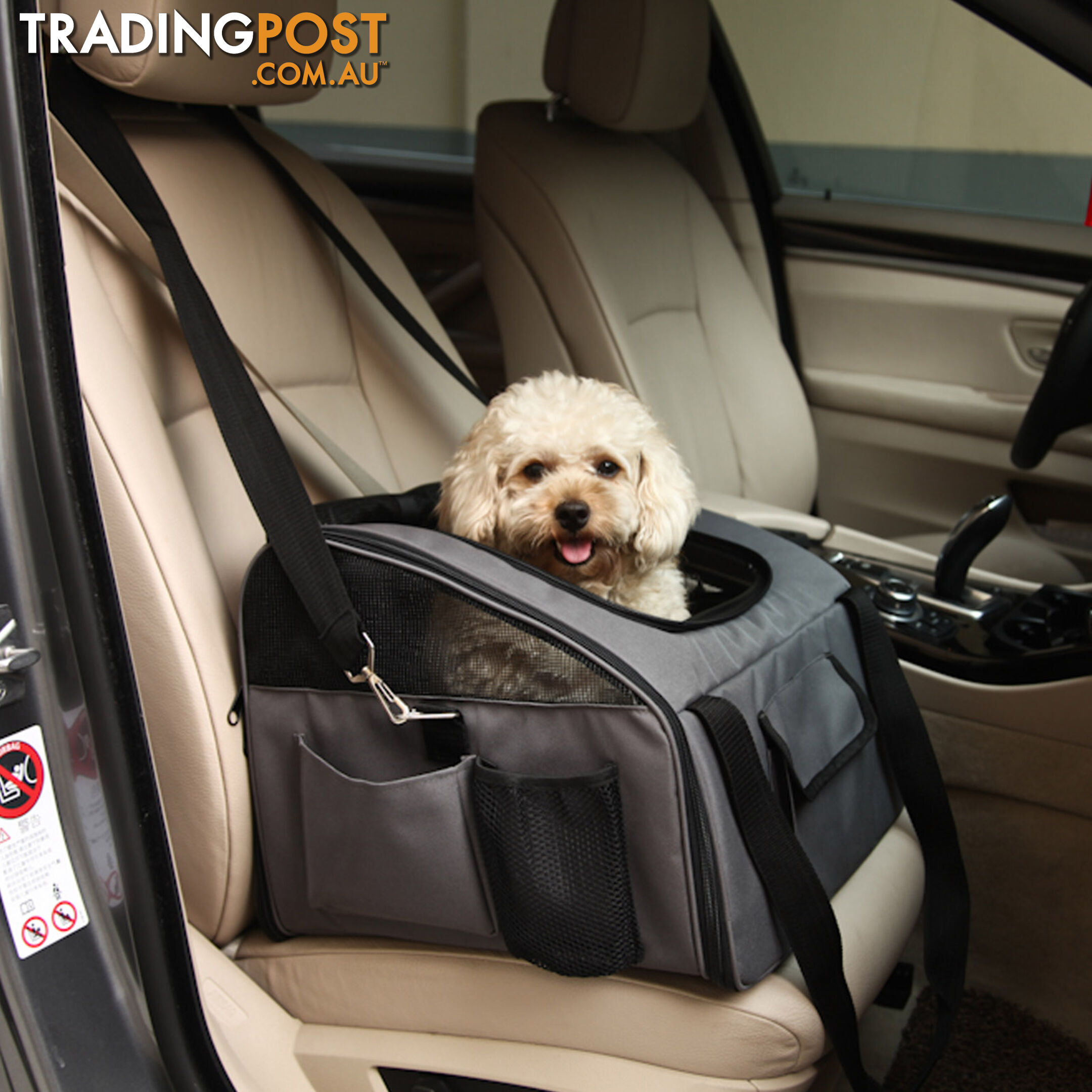 Pet Dog Cat Car Seat Carrier Travel Bag Small Grey
