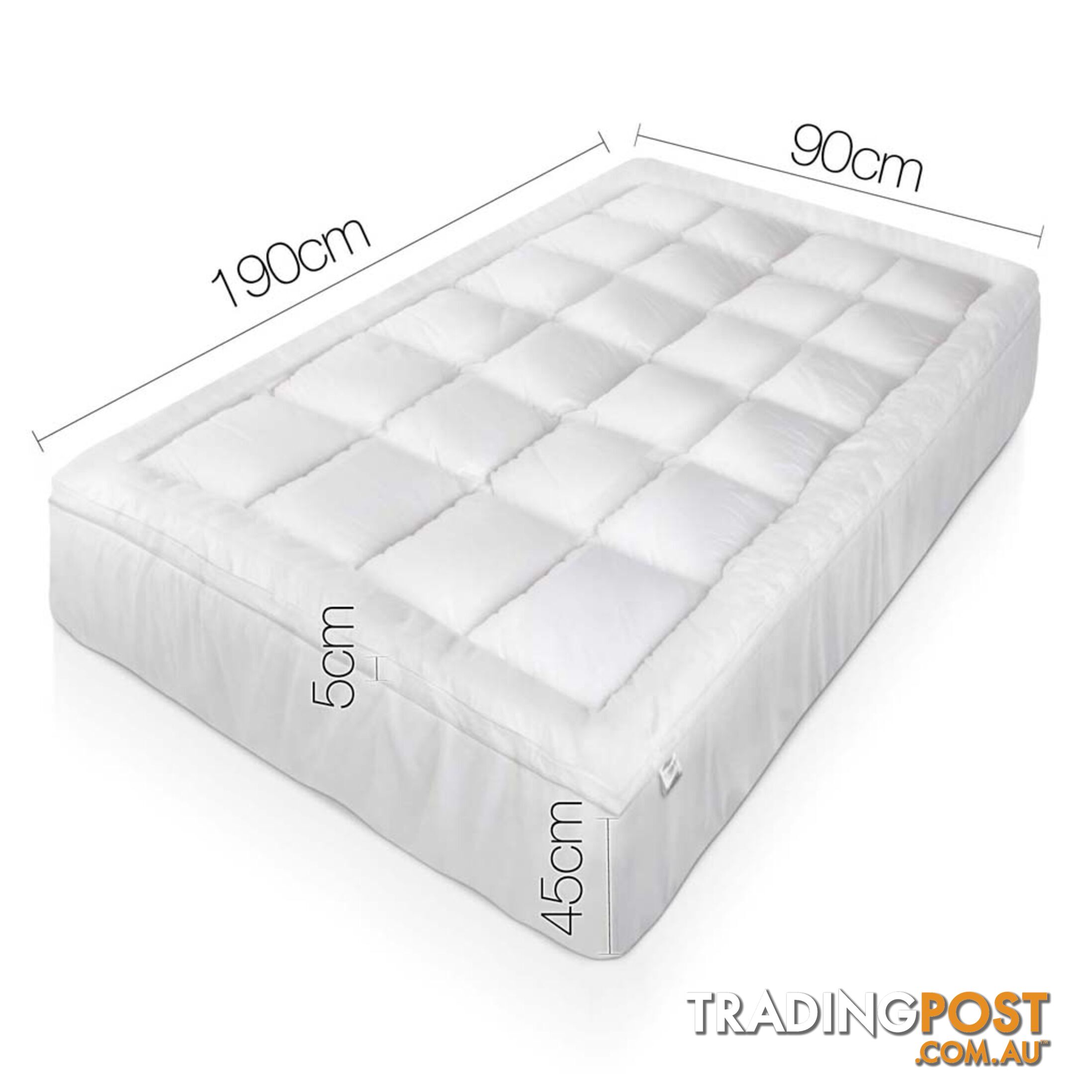 Bamboo Pillowtop Mattress Topper 5cm - Single