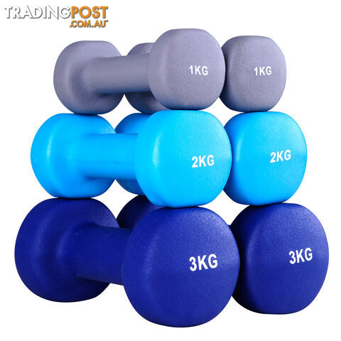 Everfit 6 Piece 12kg Dumbbell Weights Set w/ Stand