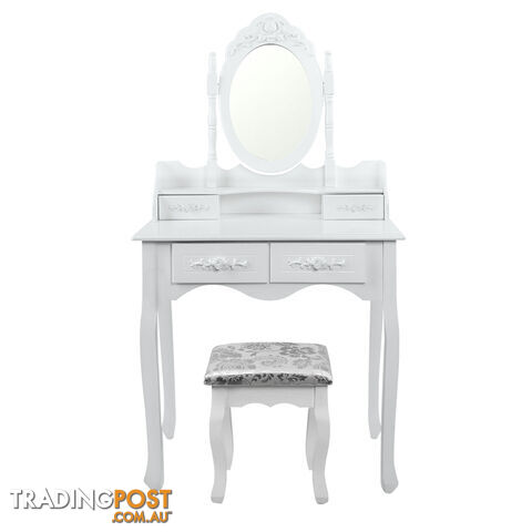 4 Drawer Dressing Table w/ Mirror White