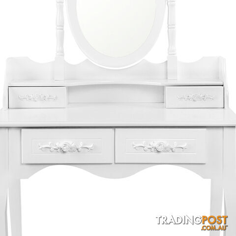 4 Drawer Dressing Table w/ Mirror White