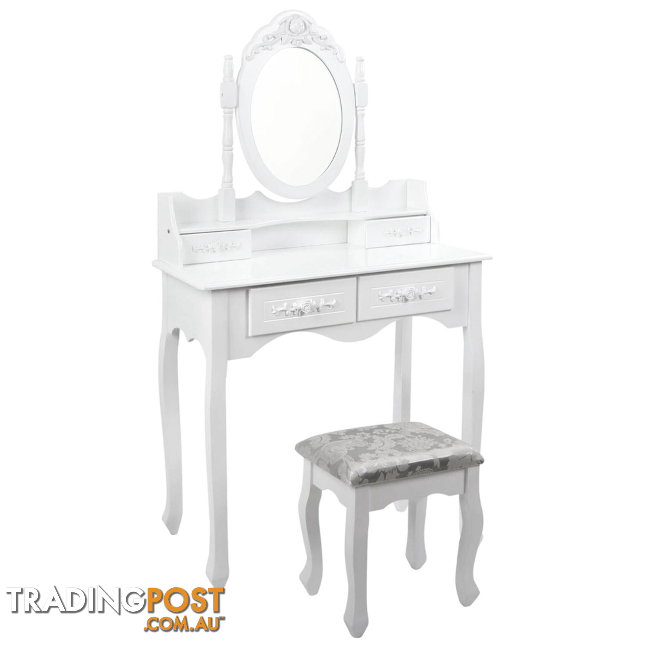 4 Drawer Dressing Table w/ Mirror White