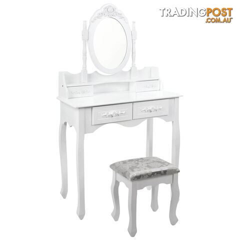 4 Drawer Dressing Table w/ Mirror White