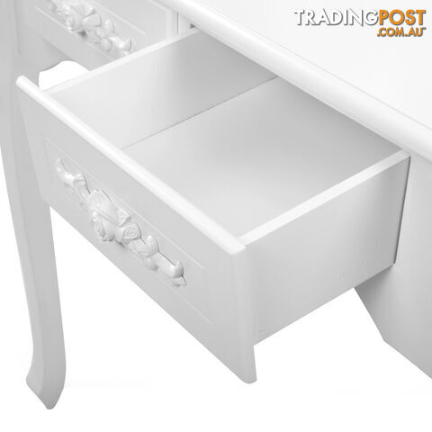 4 Drawer Dressing Table w/ Mirror White