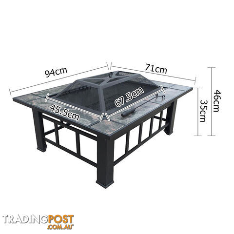 Outdoor Fire Pit BBQ Table Grill Fireplace w/ Ice Tray