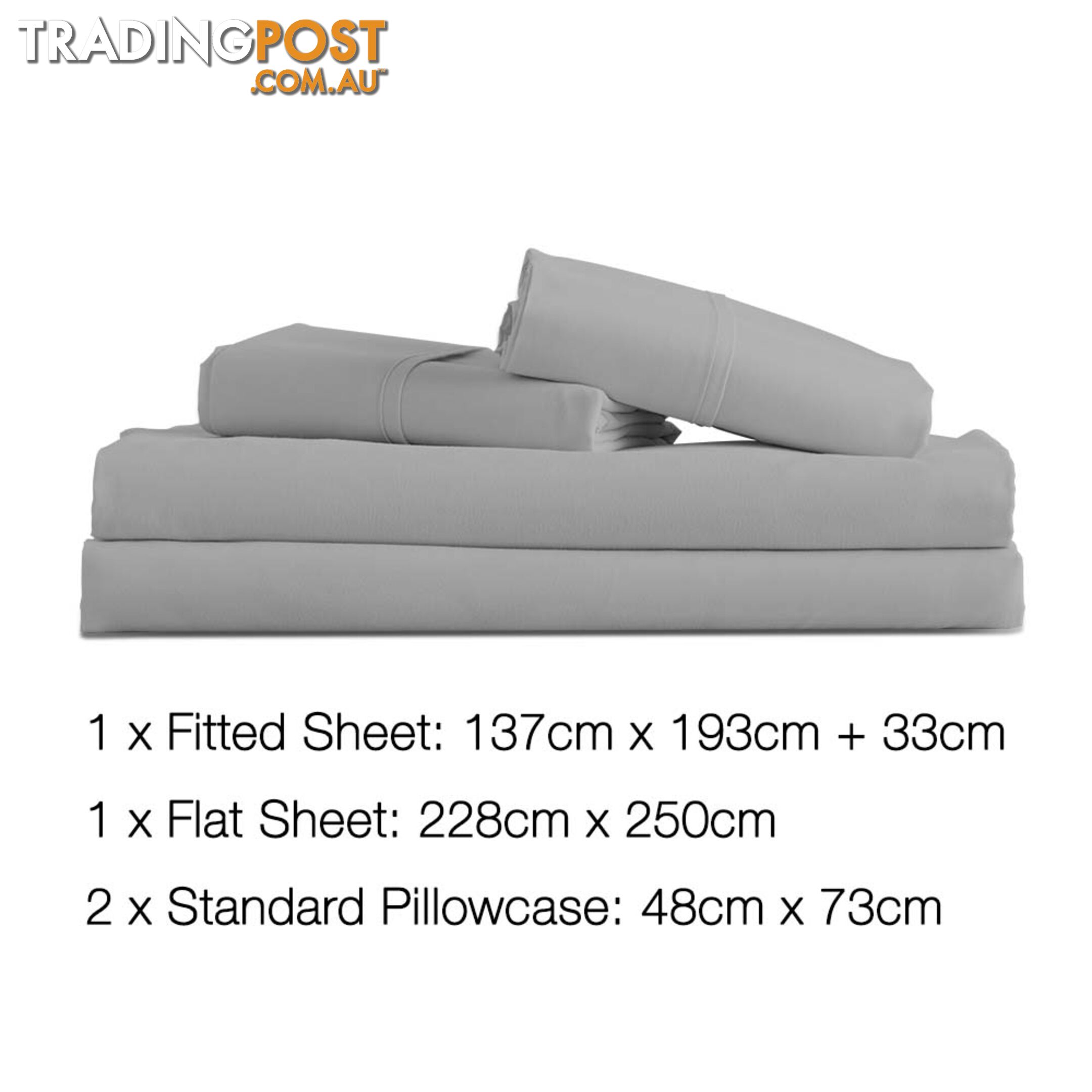 4 Piece Microfibre Sheet Set Double_ Grey