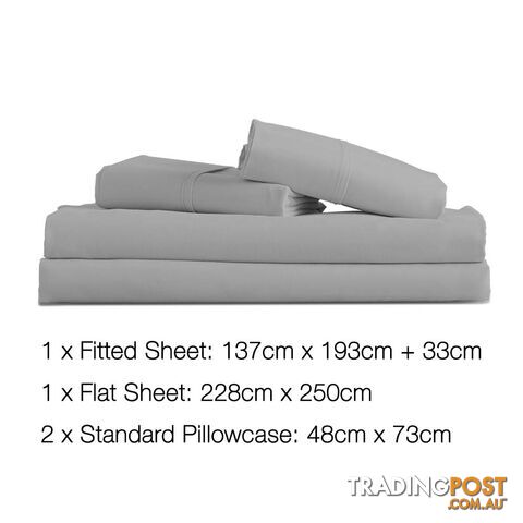 4 Piece Microfibre Sheet Set Double_ Grey