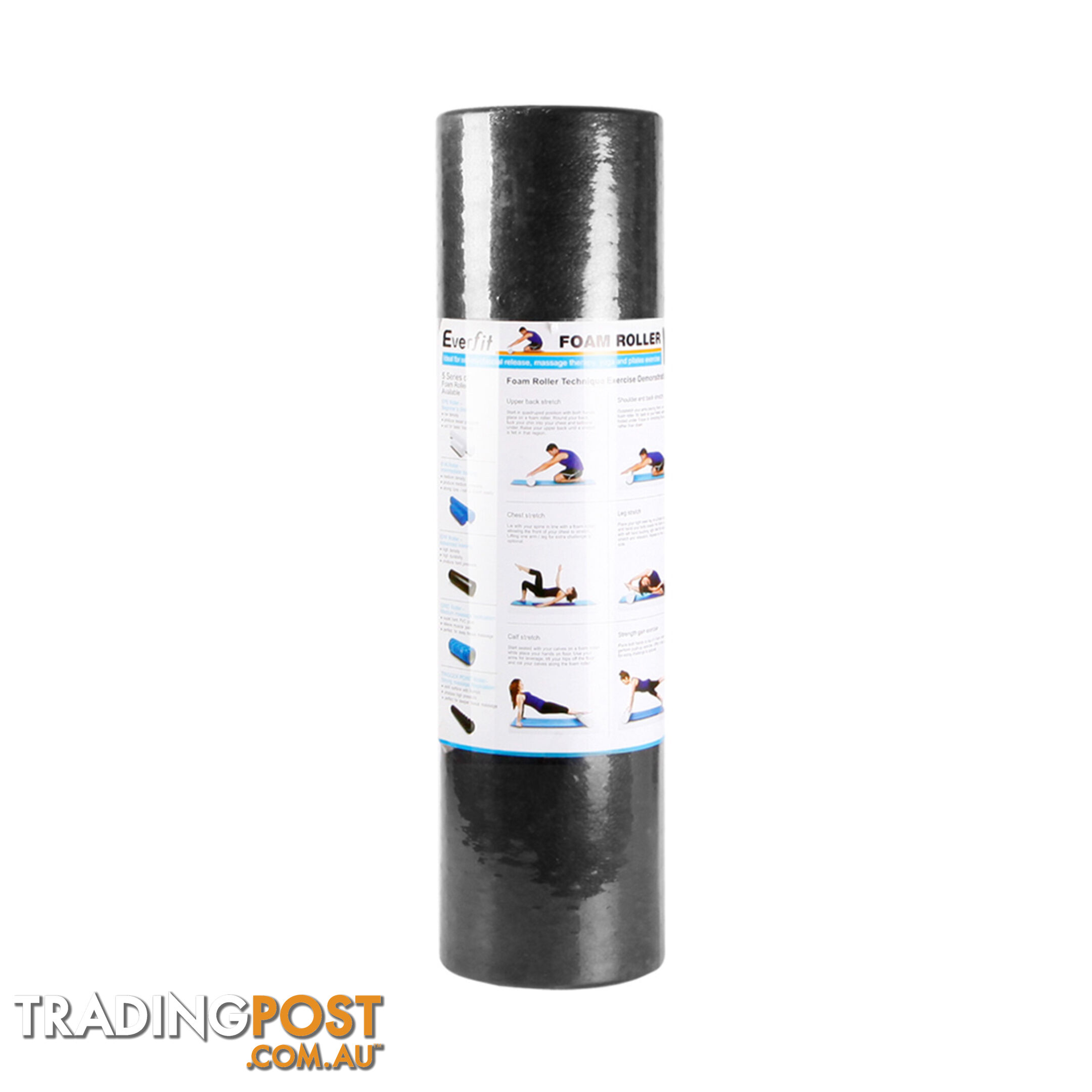 Yoga Gym Pilates EPP Stick Foam Roller Black 45 x 15cm