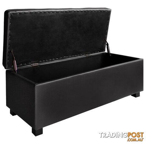 Large Ottoman PU Leather Chest Storage Box Foot Stool Black