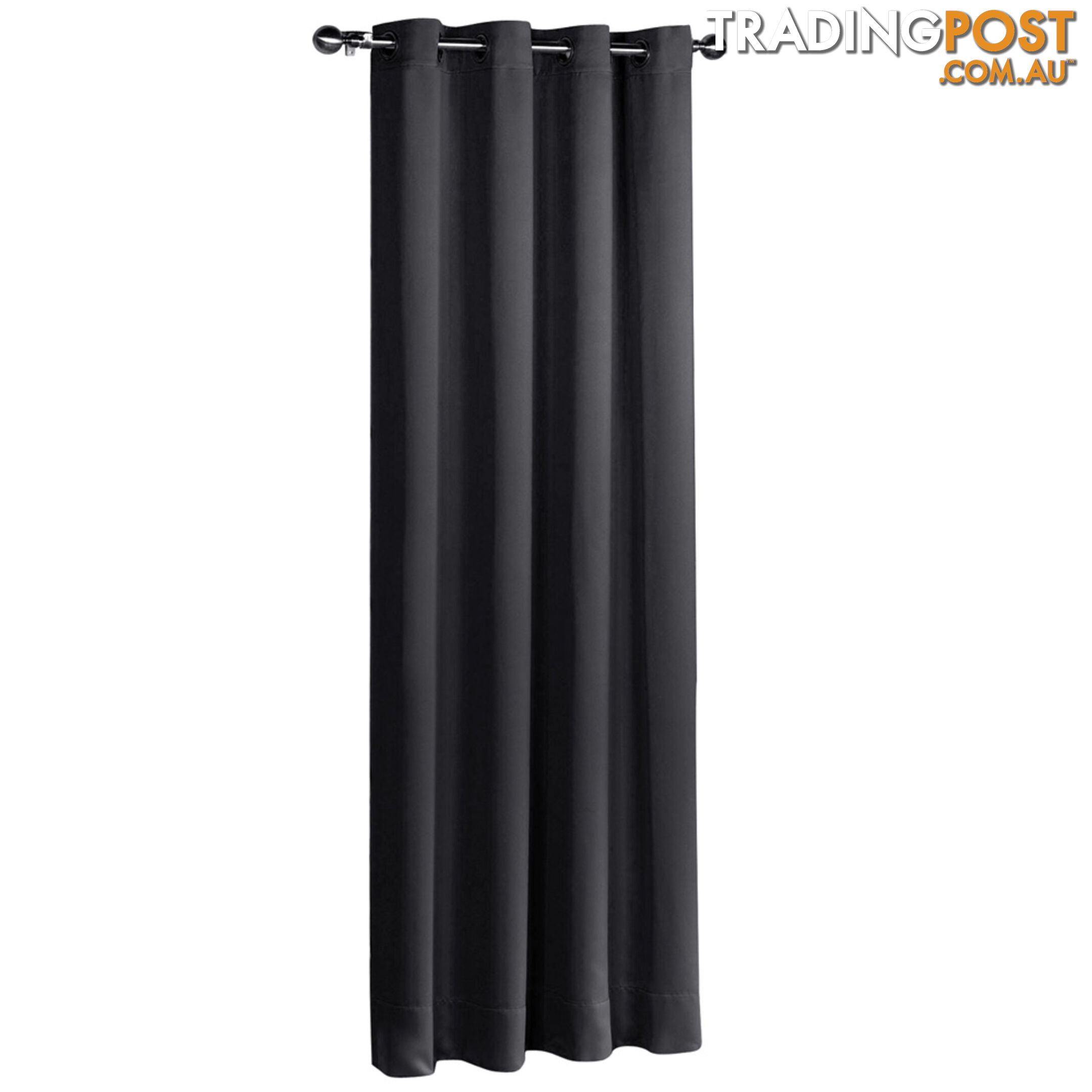 ArtQueen 3 Pass Eyelet Blockout Curtain Black 300cm