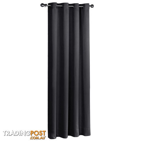 ArtQueen 3 Pass Eyelet Blockout Curtain Black 240cm